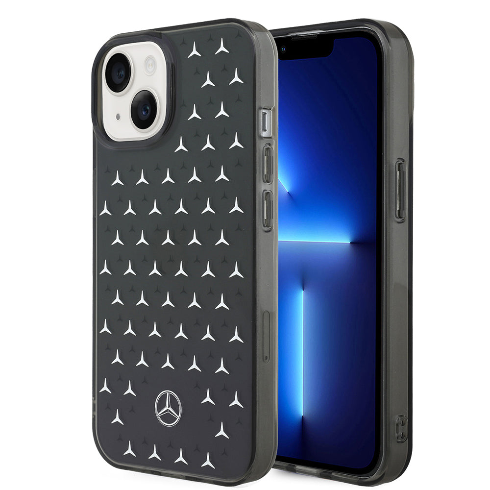 Apple iPhone 14 Kılıf Mercedes Benz Çift Katmanlı Yıldız Desenli Dizayn Kapak - Görsel 2