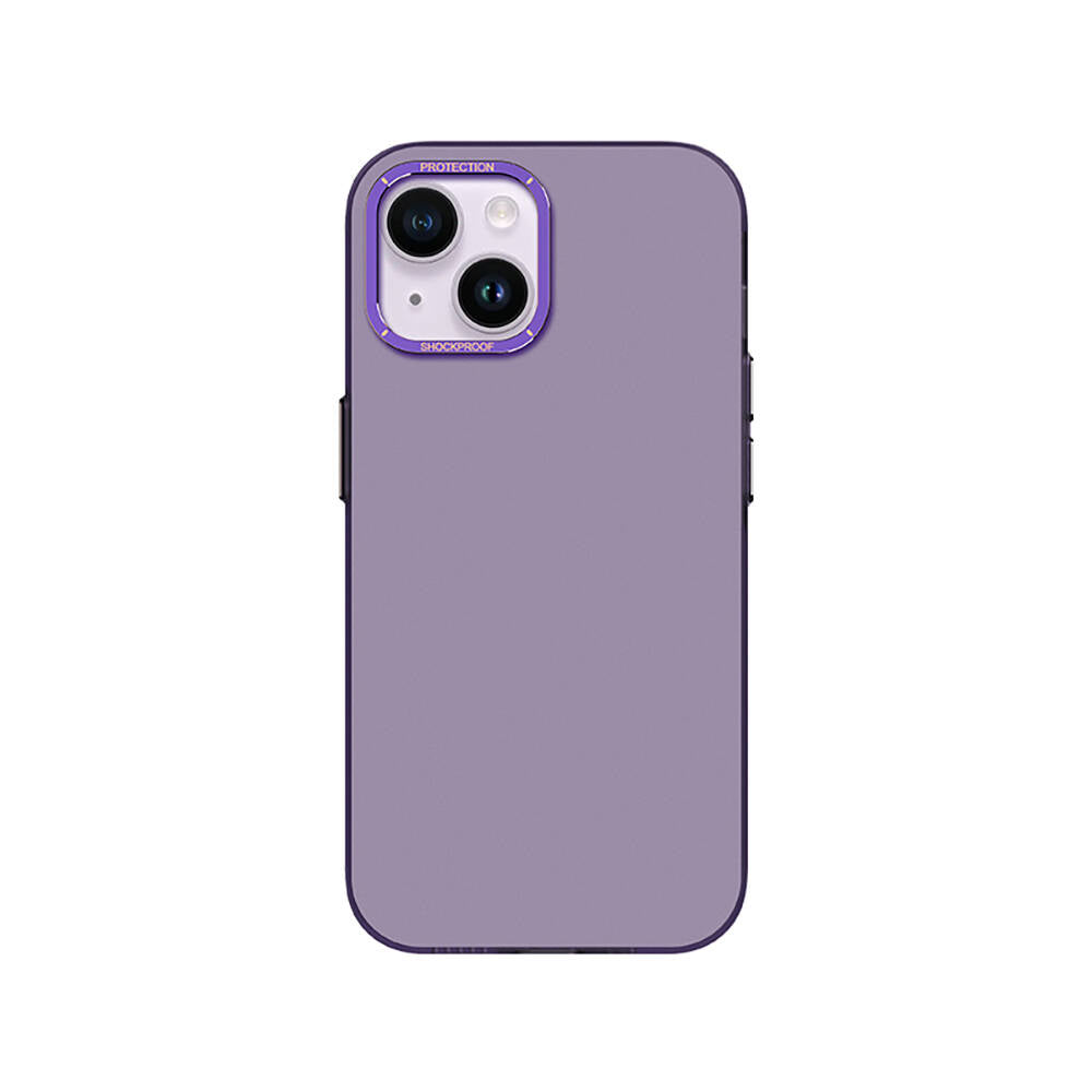 Apple iPhone 14 Kılıf Metal Kamera Çerçeveli Recci Glaze Serisi Kapak - Görsel 3
