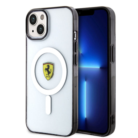 Apple iPhone 14 Plus Kılıf Ferrari M-safe Şarj Özellikli Transparan Dizayn Kapak