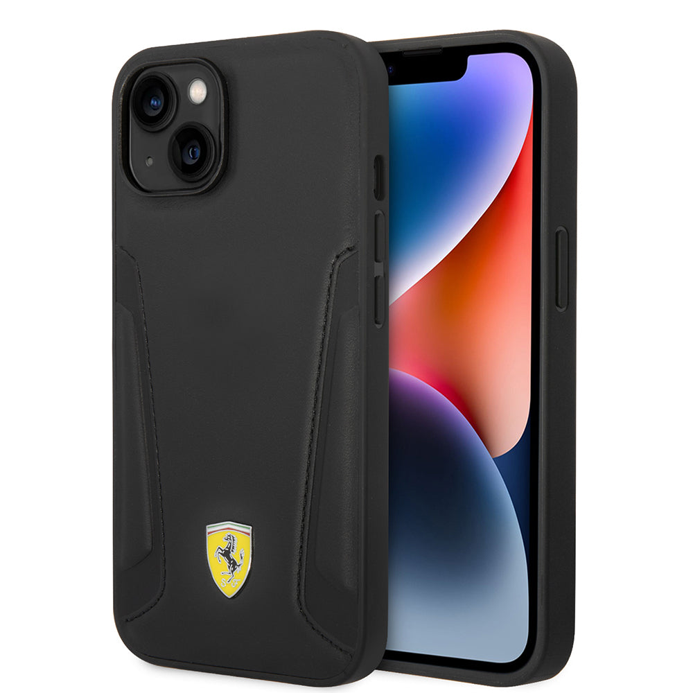 Apple iPhone 14 Plus Kılıf Ferrari Orjinal Lisanslı M-safe Şarj Özellikli Deri Kenarları Damgalı Dizayn Kapak - Görsel 2