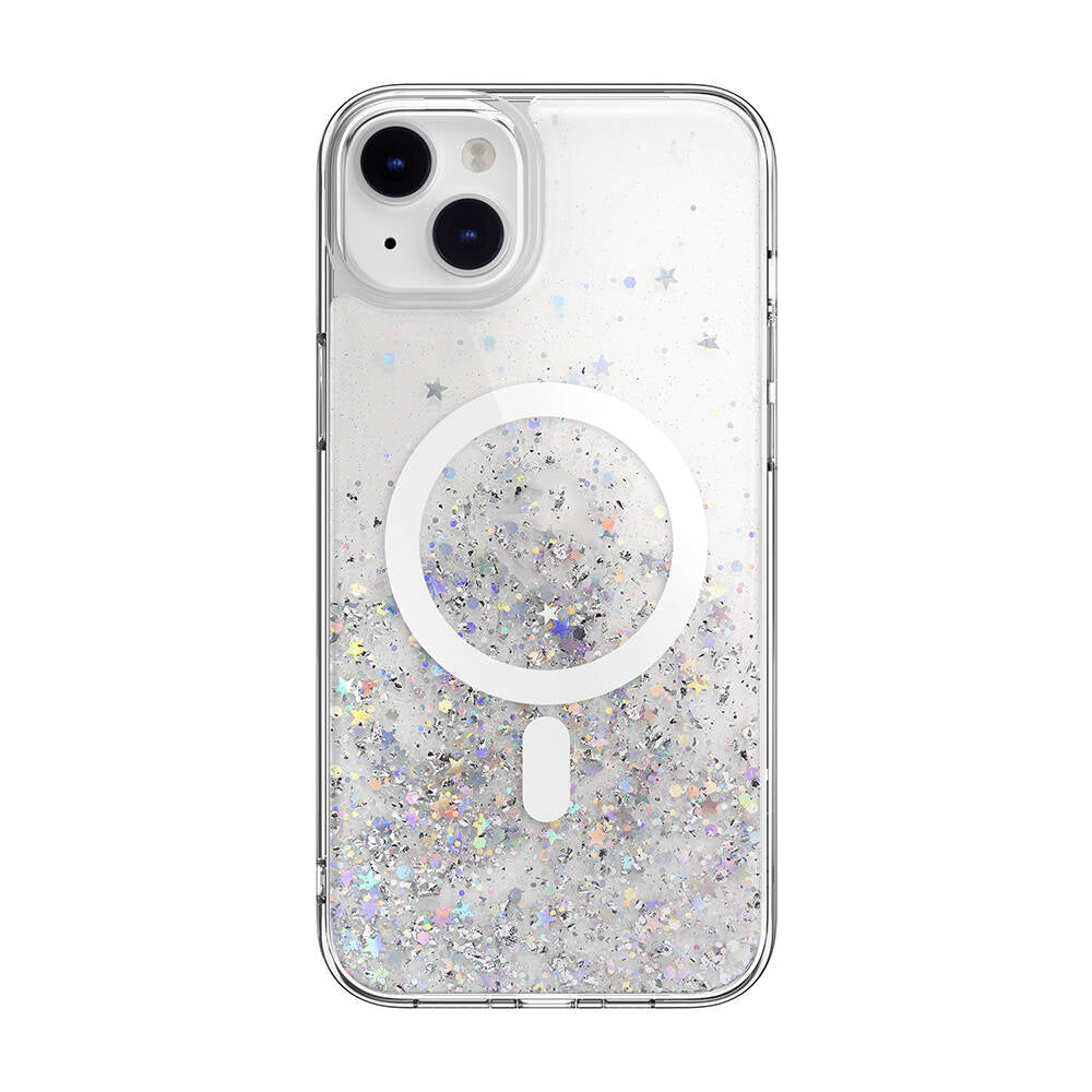 Apple iPhone 14 Plus Kılıf M-safe Şarj Özellikli Parlayan Simli Şeffaf Lisanslı Switcheasy Starfield-M Kapak - Görsel 2