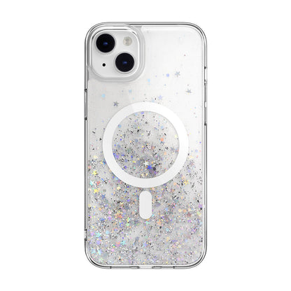 Apple iPhone 14 Plus Kılıf M-safe Şarj Özellikli Parlayan Simli Şeffaf Lisanslı Switcheasy Starfield-M Kapak - Görsel 2