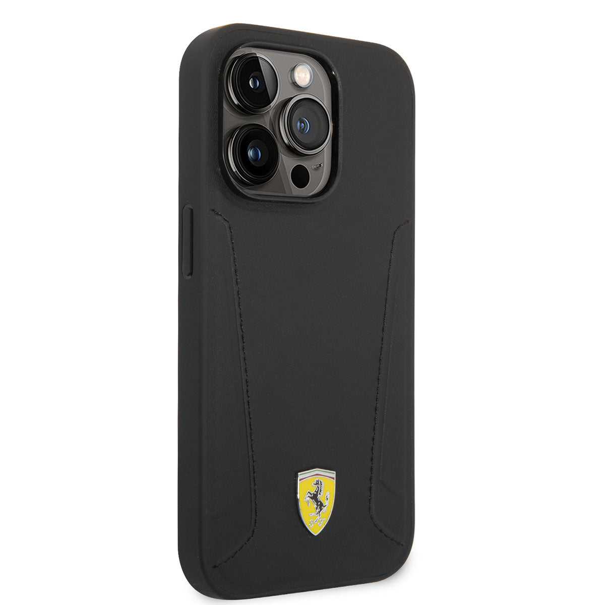 Apple iPhone 14 Pro Kılıf Ferrari M-safe Şarj Özellikli Deri Kenarları Damgalı Dizayn Kapak - Görsel 3