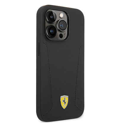 Apple iPhone 14 Pro Kılıf Ferrari M-safe Şarj Özellikli Deri Kenarları Damgalı Dizayn Kapak - Görsel 3