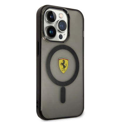 Apple iPhone 14 Pro Kılıf Ferrari M-safe Şarj Özellikli Yarı Transparan Dizayn Kapak - Görsel 2