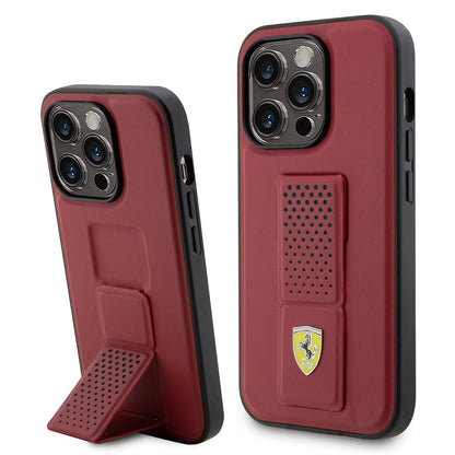 Apple iPhone 14 Pro Kılıf Ferrari Orjinal Lisanlı Klasik Metal Logolu Delikli Standlı Deri Kapak - Görsel 3