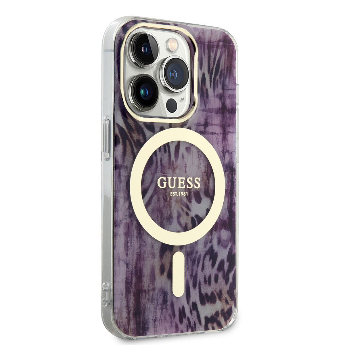 Apple iPhone 14 Pro Kılıf GUESS M-safe Şarj Özellikli Leopar Desenli Kapak - Görsel 2