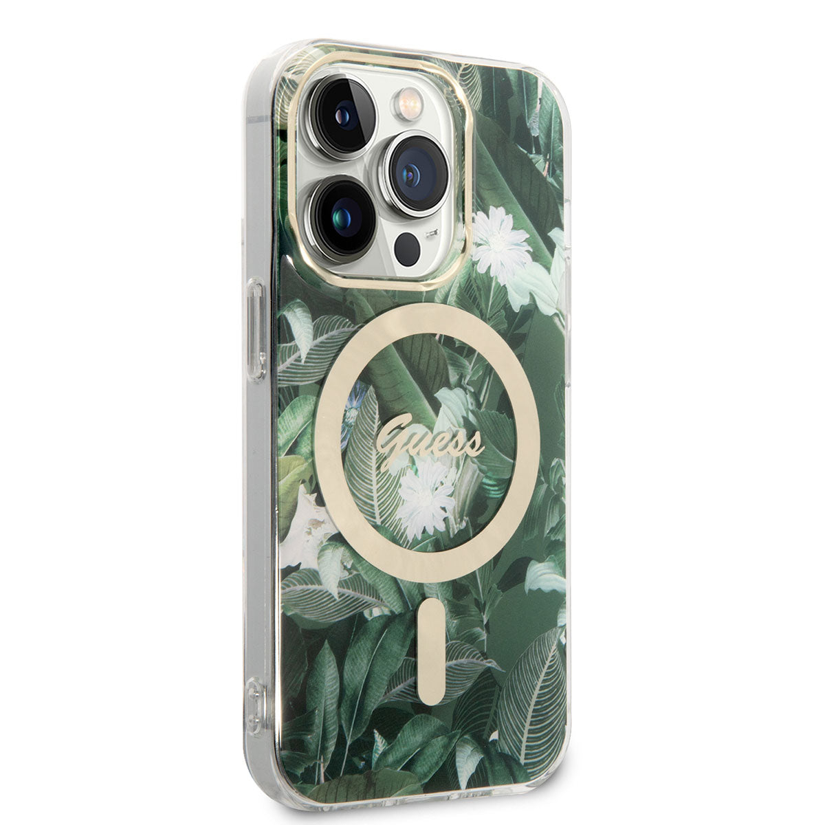 Apple iPhone 14 Pro Kılıf GUESS M-safe Şarj Özellikli Yaprak Desenli M-safe Şarj Kablolu Kapak - Görsel 3