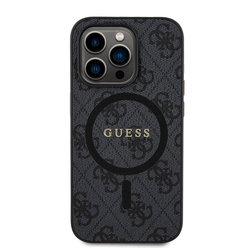 Apple iPhone 14 Pro Kılıf Guess Orjinal Lisanslı M-safe Şarj Özellikli PU Halkalı 4G Desenli Yazı Logolu Kapak - Görsel 2