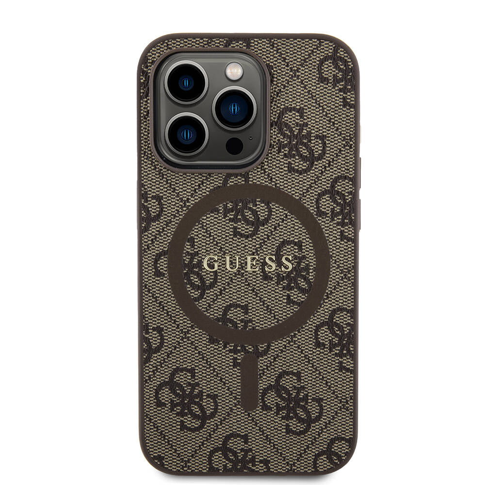 Apple iPhone 14 Pro Kılıf Guess Orjinal Lisanslı M-safe Şarj Özellikli PU Halkalı 4G Desenli Yazı Logolu Kapak - Görsel 4