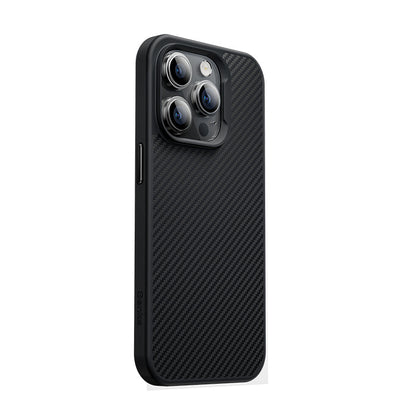 Apple iPhone 14 Pro Kılıf Karbon Fiber M-safe Şarj Özellikli Benks 600D Hybrid Kevlar Kapak - Görsel 2