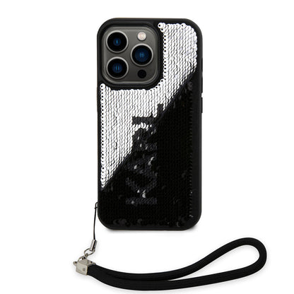 Apple iPhone 14 Pro Kılıf Karl Lagerfeld El Askısı İpli Hareketli Pullu Dizayn Kapak - Görsel 2