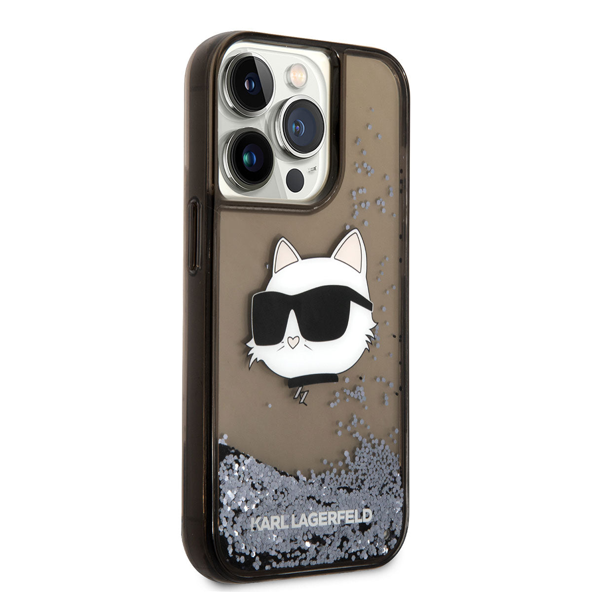 Apple iPhone 14 Pro Kılıf Karl Lagerfeld Sıvılı Simli Choupette Head Dizayn Kapak - Görsel 2