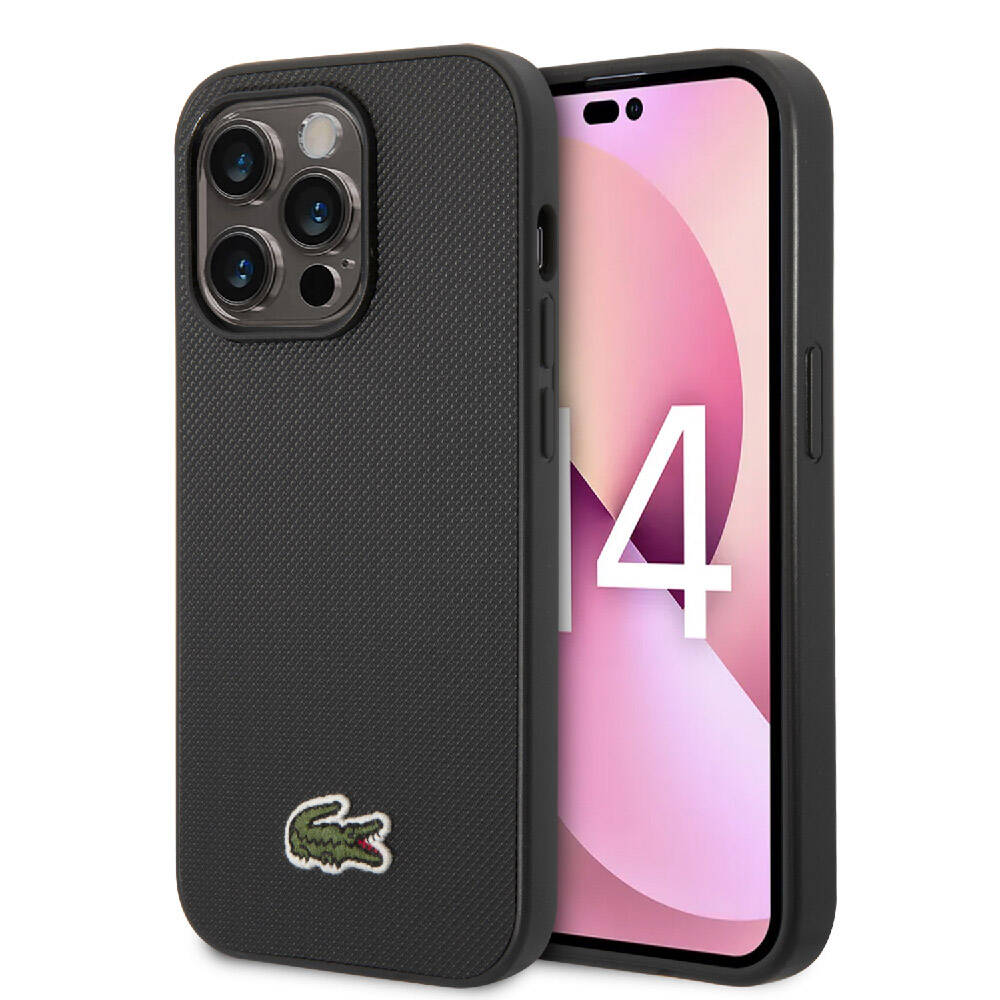 Apple iPhone 14 Pro Kılıf Lacoste Orjinal Lisanslı PU Pike Desenli Arka Yüzey İkonik Timsah Dokuma Logolu Kapak - Görsel 2