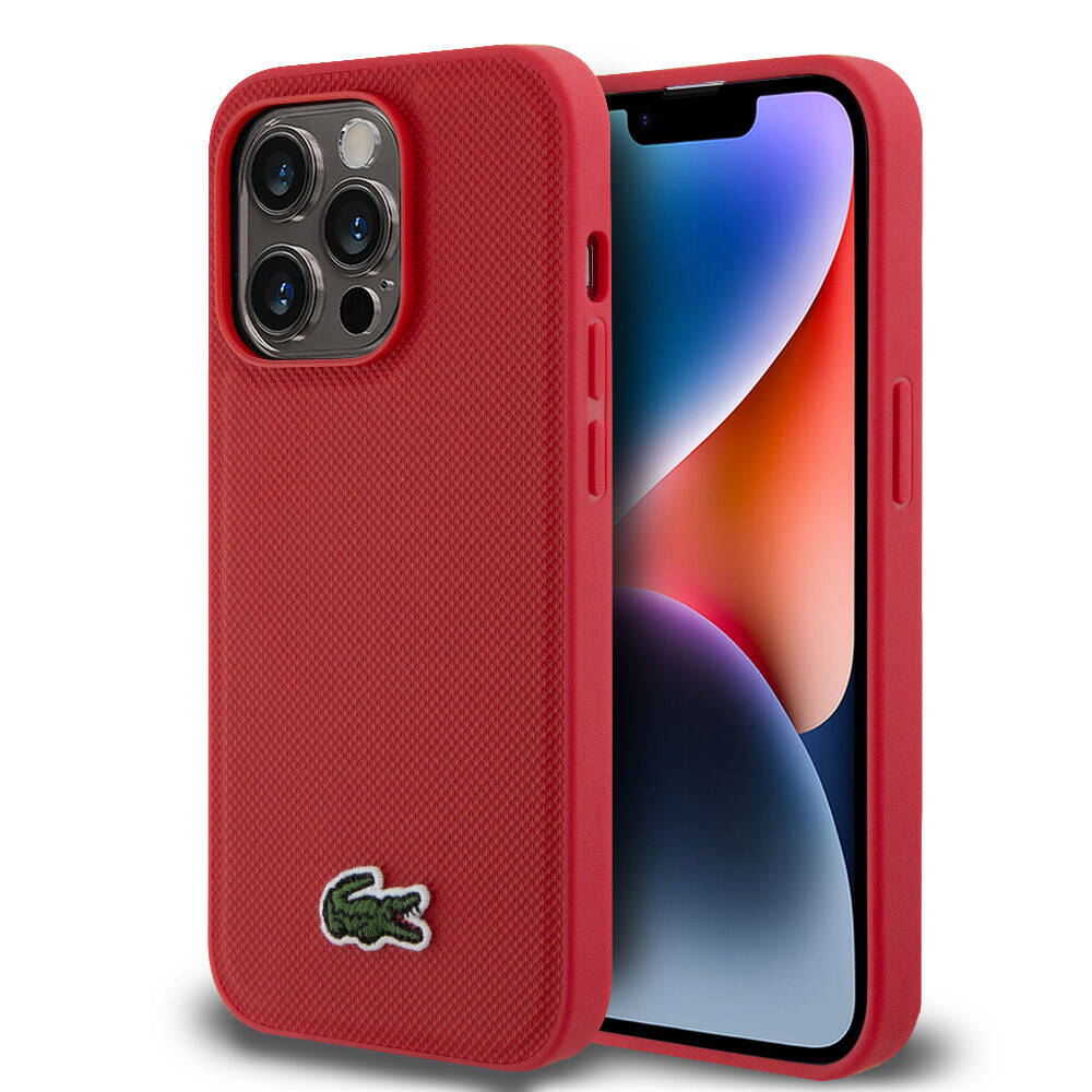 Apple iPhone 14 Pro Kılıf Lacoste Orjinal Lisanslı PU Pike Desenli Arka Yüzey İkonik Timsah Dokuma Logolu Kapak - Görsel 3