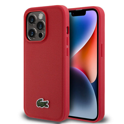 Apple iPhone 14 Pro Kılıf Lacoste Orjinal Lisanslı PU Pike Desenli Arka Yüzey İkonik Timsah Dokuma Logolu Kapak - Görsel 3