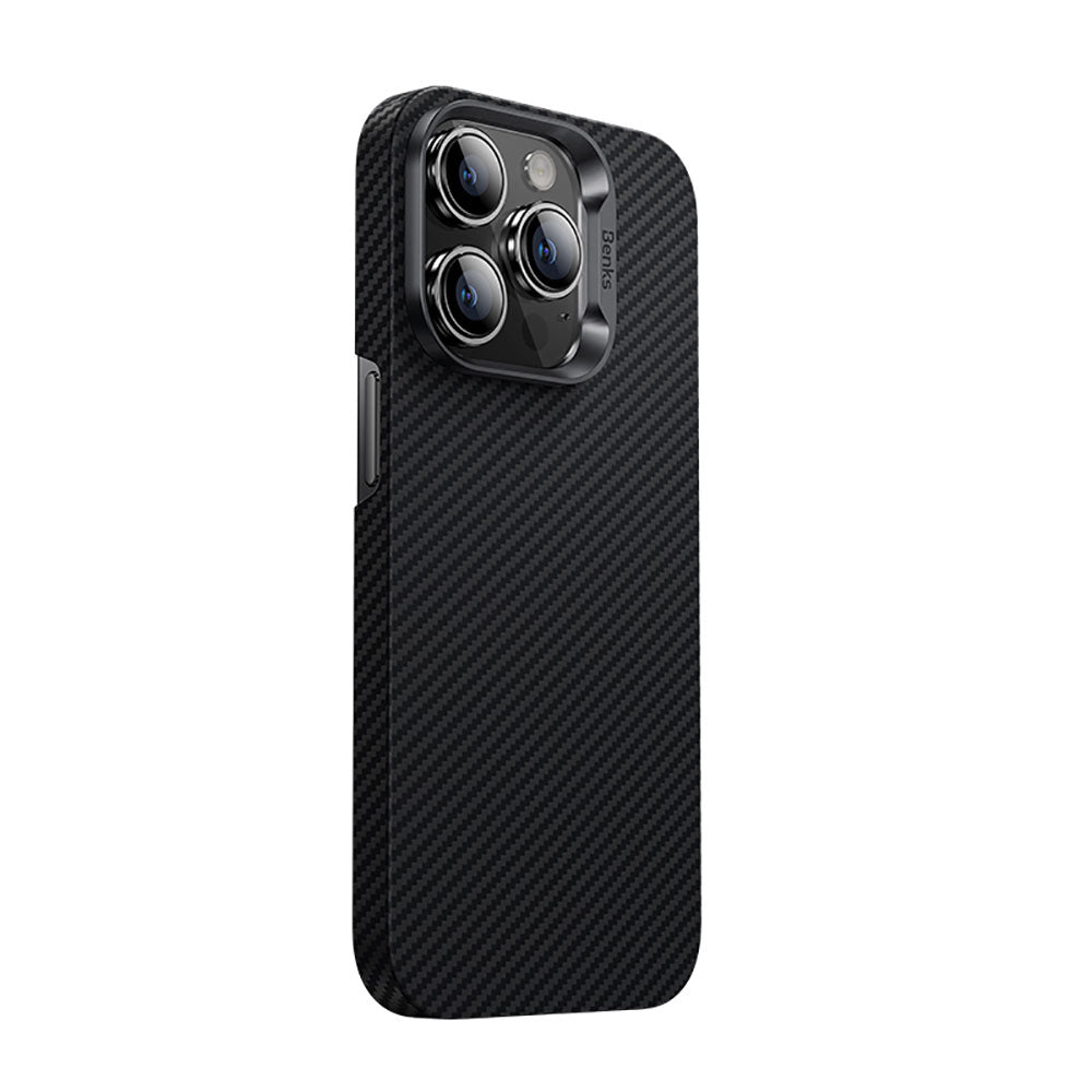Apple iPhone 14 Pro Kılıf M-safe Özellikli Karbon Fiber Benks 600D Essential Kevlar Kapak - Görsel 2
