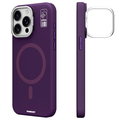 Apple iPhone 14 Pro Kılıf M-safe Şarj Özellikli Kamera Standlı Youngkit Bitty Cream Kapak - Görsel 2