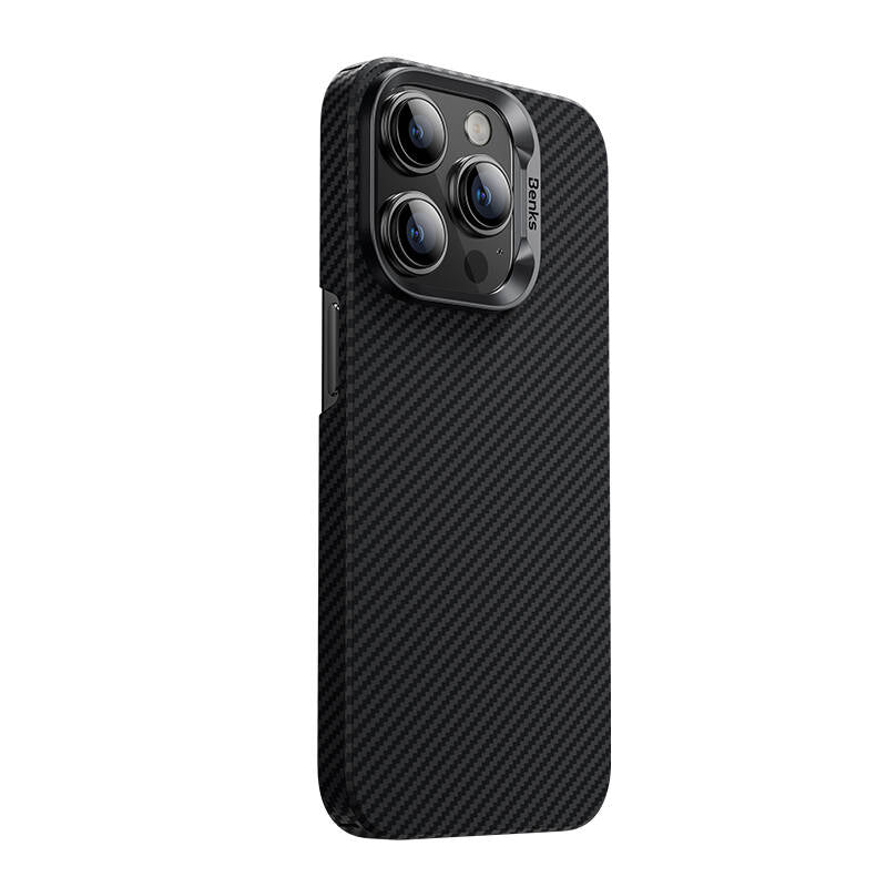 Apple iPhone 14 Pro Kılıf M-safe Şarj Özellikli Karbon Fiber Benks MFM Lisanslı 600D Essential Kevlar Kapak - Görsel 2