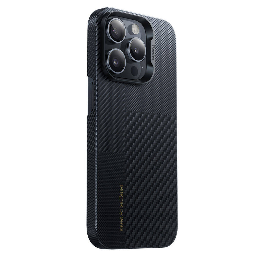 Apple iPhone 14 Pro Kılıf M-safe Şarj Özellikli Karbon Fiber Benks Montage ArmorAir Kevlar Kapak - Görsel 2