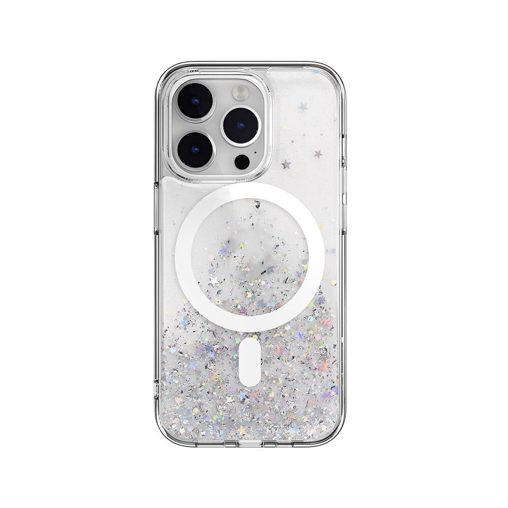 Apple iPhone 14 Pro Kılıf M-safe Şarj Özellikli Parlayan Simli Şeffaf Lisanslı Switcheasy Starfield-M Kapak - Görsel 2