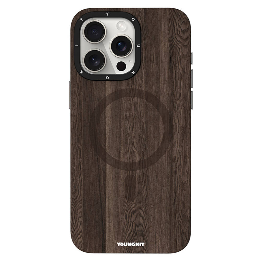 Apple iPhone 14 Pro Kılıf M-safe Şarj Özellikli Sararmaya Dayanıklı Youngkit Wood Forest Serisi Kapak - Görsel 3