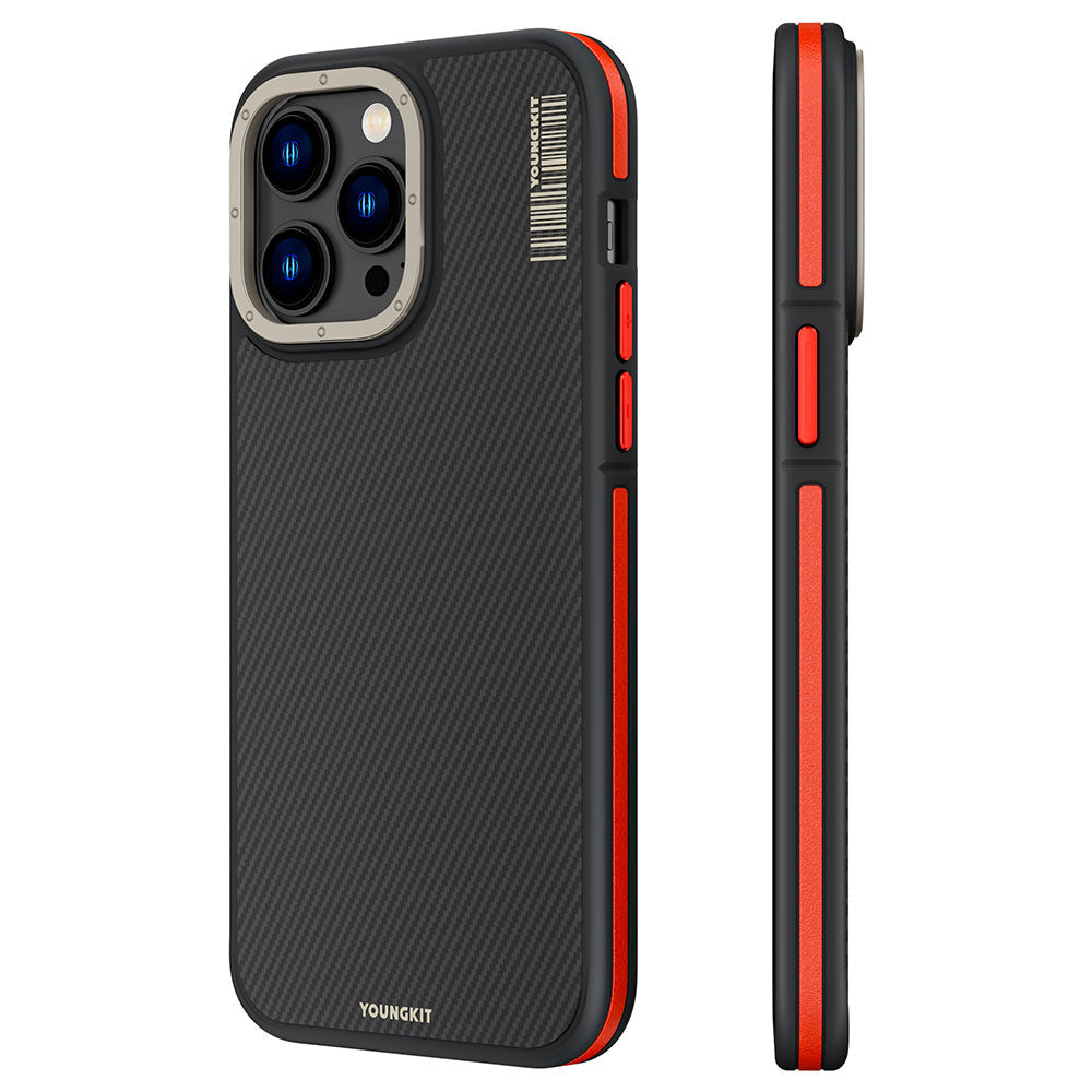 Apple iPhone 14 Pro Kılıf M-safe Şarj Özellikli YoungKit 600D Kevlar Kapak - Görsel 3