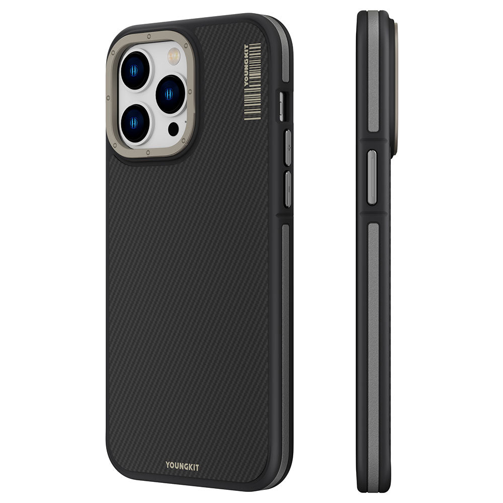 Apple iPhone 14 Pro Kılıf M-safe Şarj Özellikli YoungKit 600D Kevlar Kapak - Görsel 4