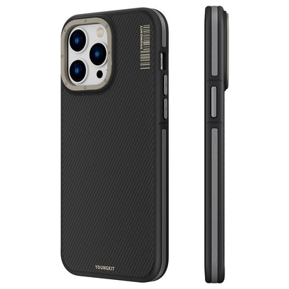 Apple iPhone 14 Pro Kılıf M-safe Şarj Özellikli YoungKit 600D Kevlar Kapak - Görsel 4