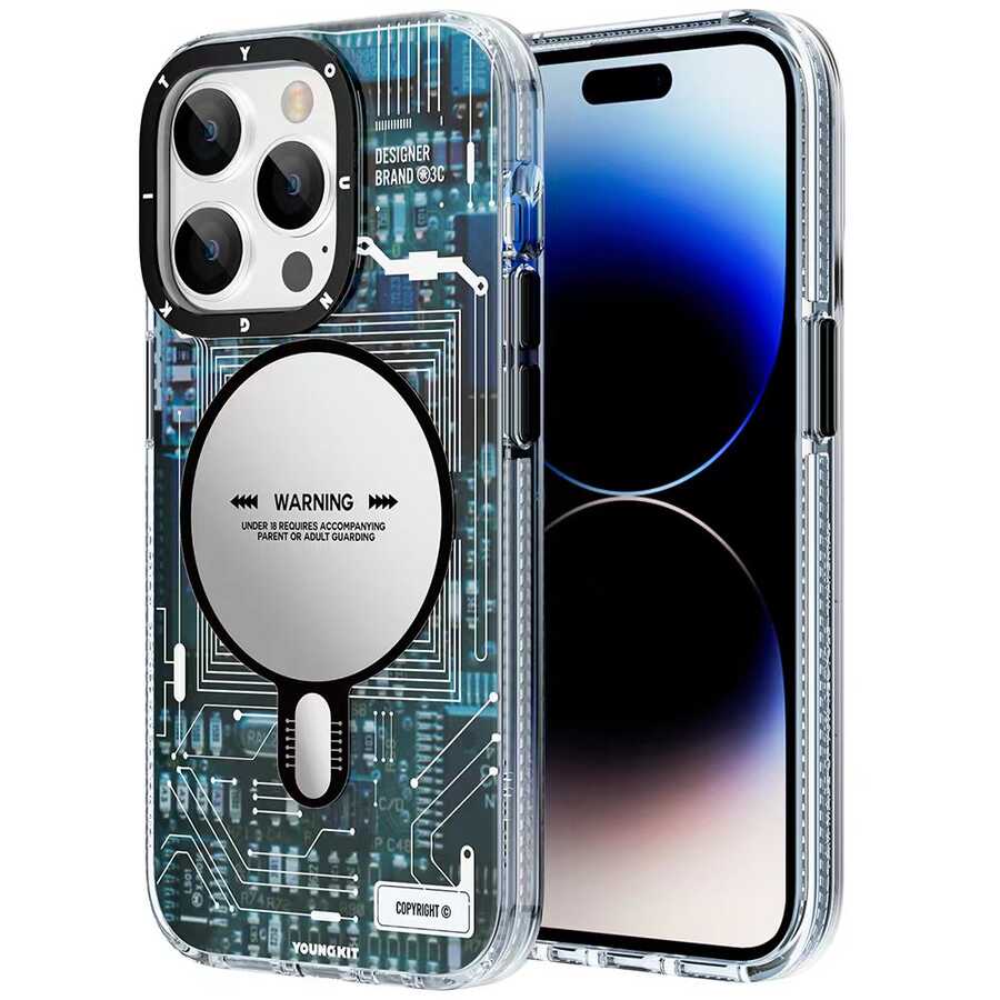 Apple iPhone 14 Pro Kılıf M-safe Şarj Özellikli YoungKit Technology Serisi Kapak - Görsel 4