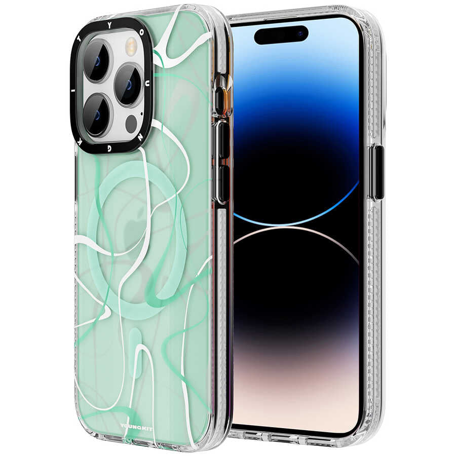 Apple iPhone 14 Pro Kılıf M-safe Şarj Özellikli Youngkit Water-Ink Serisi Kapak - Görsel 2