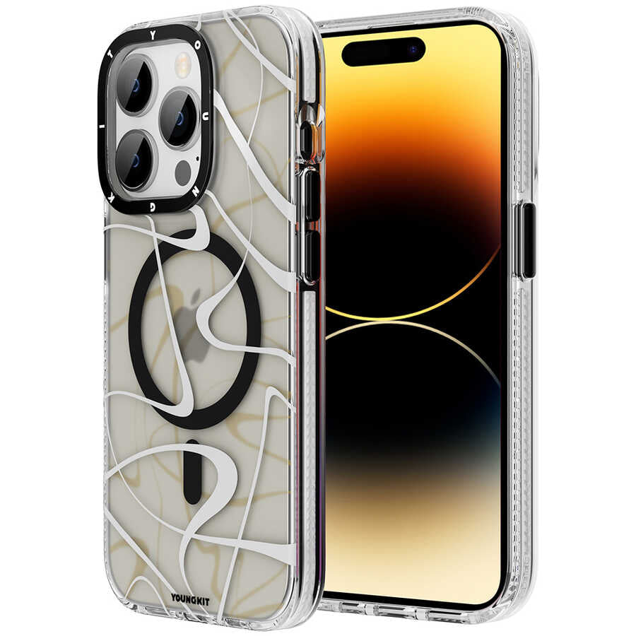 Apple iPhone 14 Pro Kılıf M-safe Şarj Özellikli Youngkit Water-Ink Serisi Kapak - Görsel 5