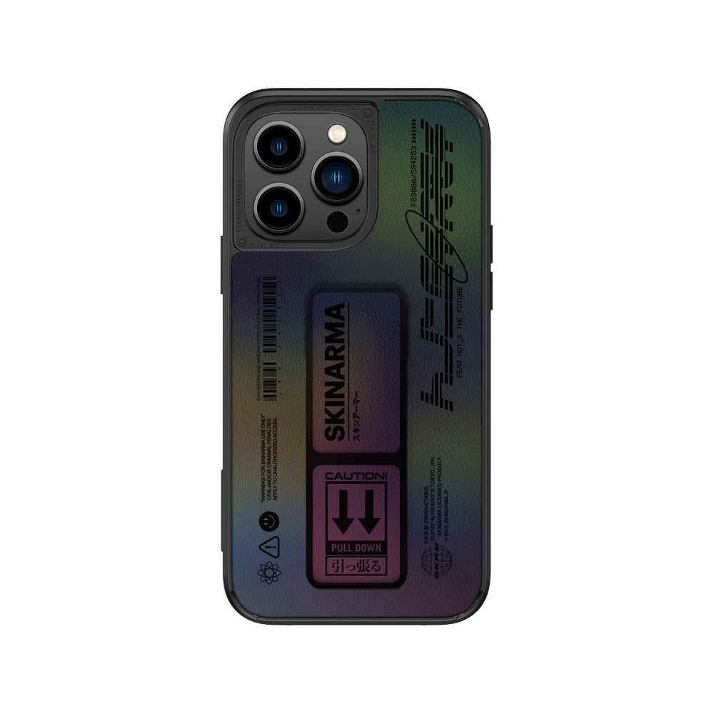 Apple iPhone 14 Pro Kılıf SkinArma Holografik Tasarımlı Standlı Deri Görünümlü Kira Kobai Kapak - Görsel 2