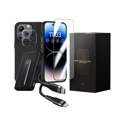 Apple iPhone 14 Pro Max Benks Grand Combo New 5in1 Aksesuar Seti Kılıf-Ekran Koruyucu-Lens Koruyucu-Kablo-Powerbank - Görsel 2