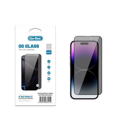 Apple iPhone 14 Pro Max Go Des OG Glass Privacy Antistatik Temperli Cam Ekran Koruyucu - Görsel 2