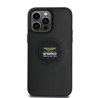 Apple iPhone 14 Pro Max Kılıf Aston Martin Orjinal Lisanslı M-safe Şarj Özellikli Aluminyum Arka Yüzeyli Formula One Team Baskılı Kapak - Görsel 2