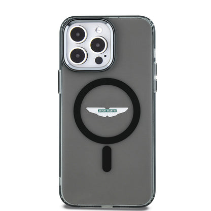 Apple iPhone 14 Pro Max Kılıf Aston Martin Orjinal Lisanslı M-safe Şarj Özellikli IML Baskı Logolu Metal Düğmeli Kapak - Görsel 2
