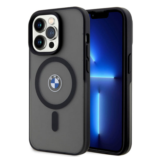 Apple iPhone 14 Pro Max Kılıf BMW M-safe Şarj Özellikli Transparan Logolu İmza Dizayn Kapak