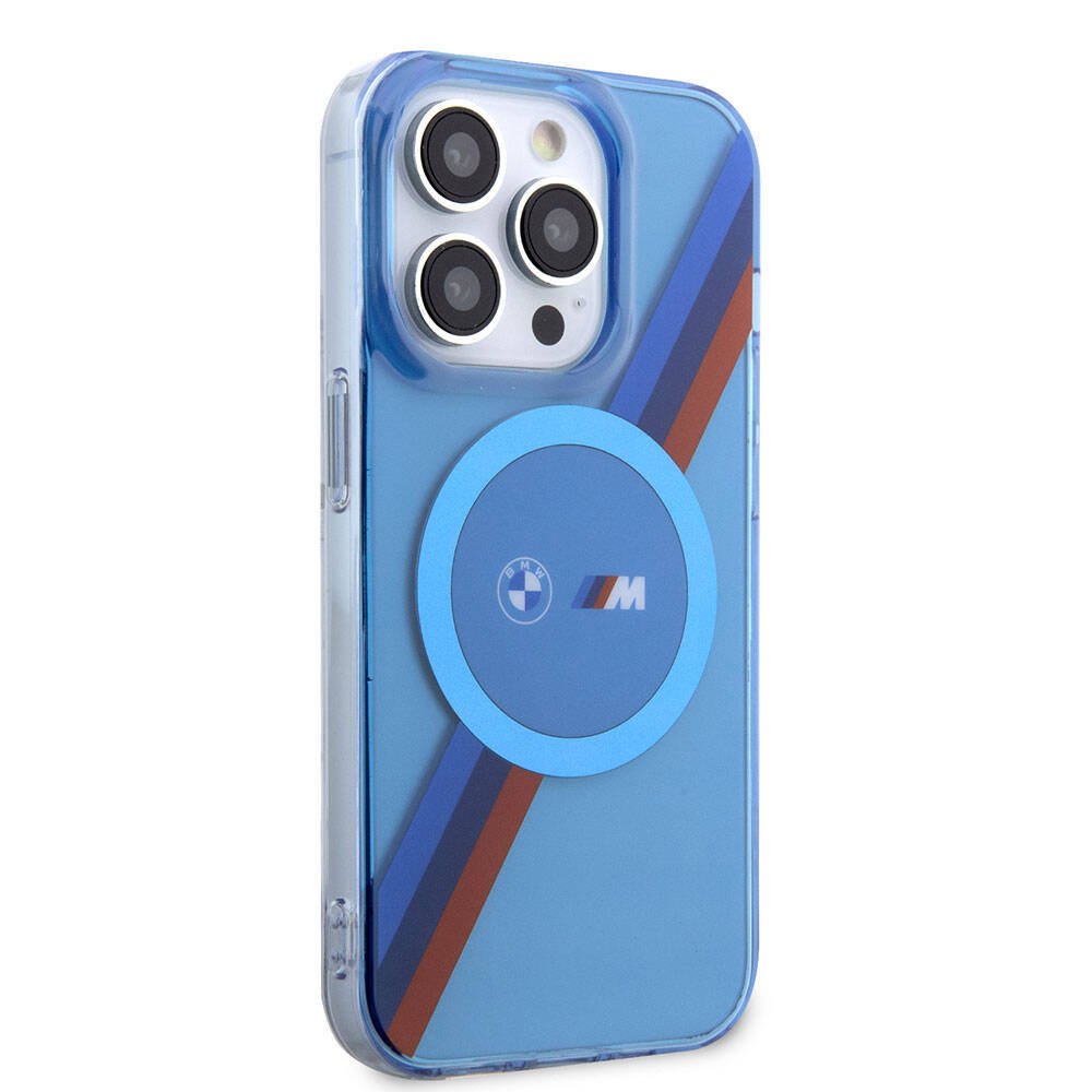 Apple iPhone 14 Pro Max Kılıf BMW M-safe Şarj Özellikli Transparan Tricolor Stripes Orjinal Lisanslı Kapak - Görsel 2
