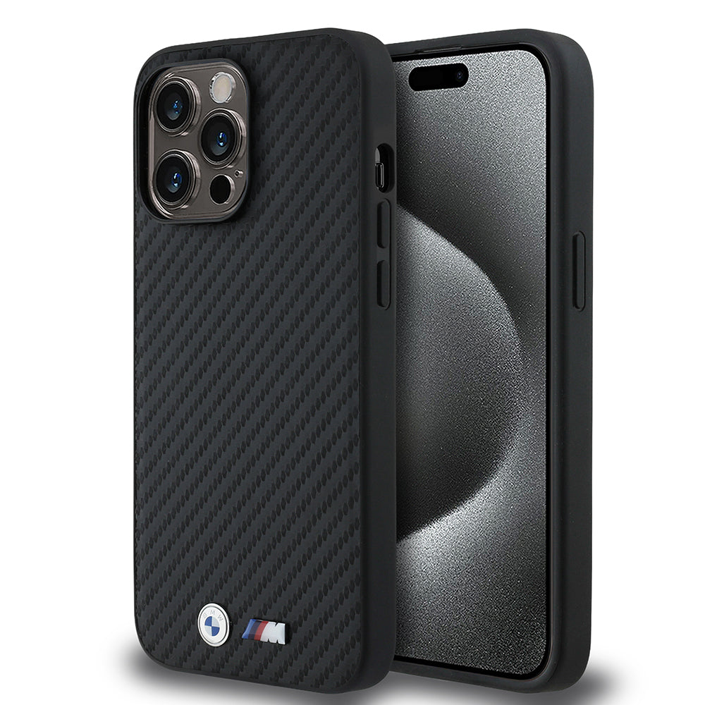 Apple iPhone 14 Pro Max Kılıf BMW Orjinal Lisanslı Karbon Fiber Tasarımlı ve Metal Logolu PU Deri Kapak - Görsel 2