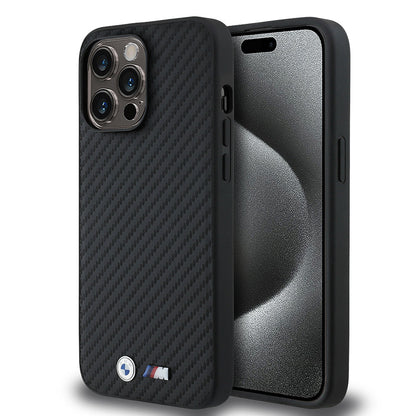 Apple iPhone 14 Pro Max Kılıf BMW Orjinal Lisanslı Karbon Fiber Tasarımlı ve Metal Logolu PU Deri Kapak - Görsel 2
