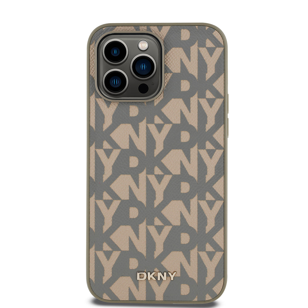 Apple iPhone 14 Pro Max Kılıf DKNY Orjinal Lisanslı M-safe Şarj Özellikli 3D Yazılı Grid Pattern Kapak - Görsel 2