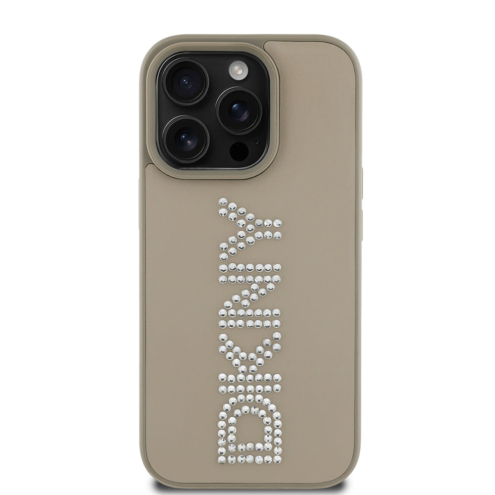 Apple iPhone 14 Pro Max Kılıf DKNY Orjinal Lisanslı Taşlı DKNY Yazılı Metalik Rhinestones PU Deri Kapak - Görsel 3