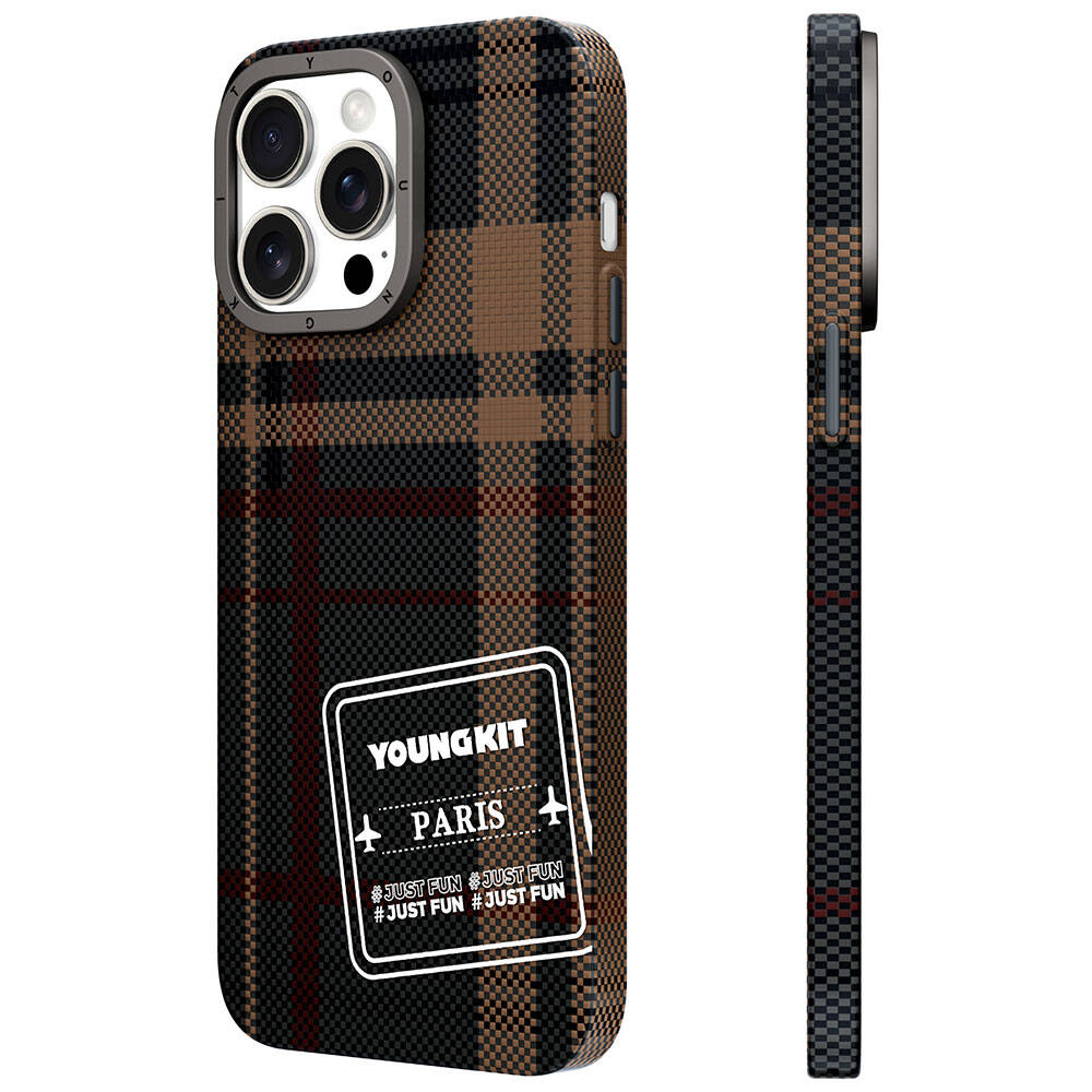 Apple iPhone 14 Pro Max Kılıf Ekose Desenli Youngkit Gezhi Serisi Kapak - Görsel 3