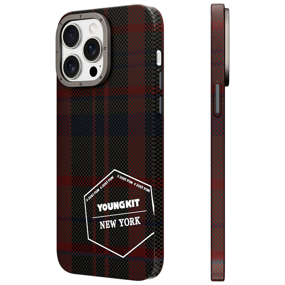 Apple iPhone 14 Pro Max Kılıf Ekose Desenli Youngkit Gezhi Serisi Kapak - Görsel 4