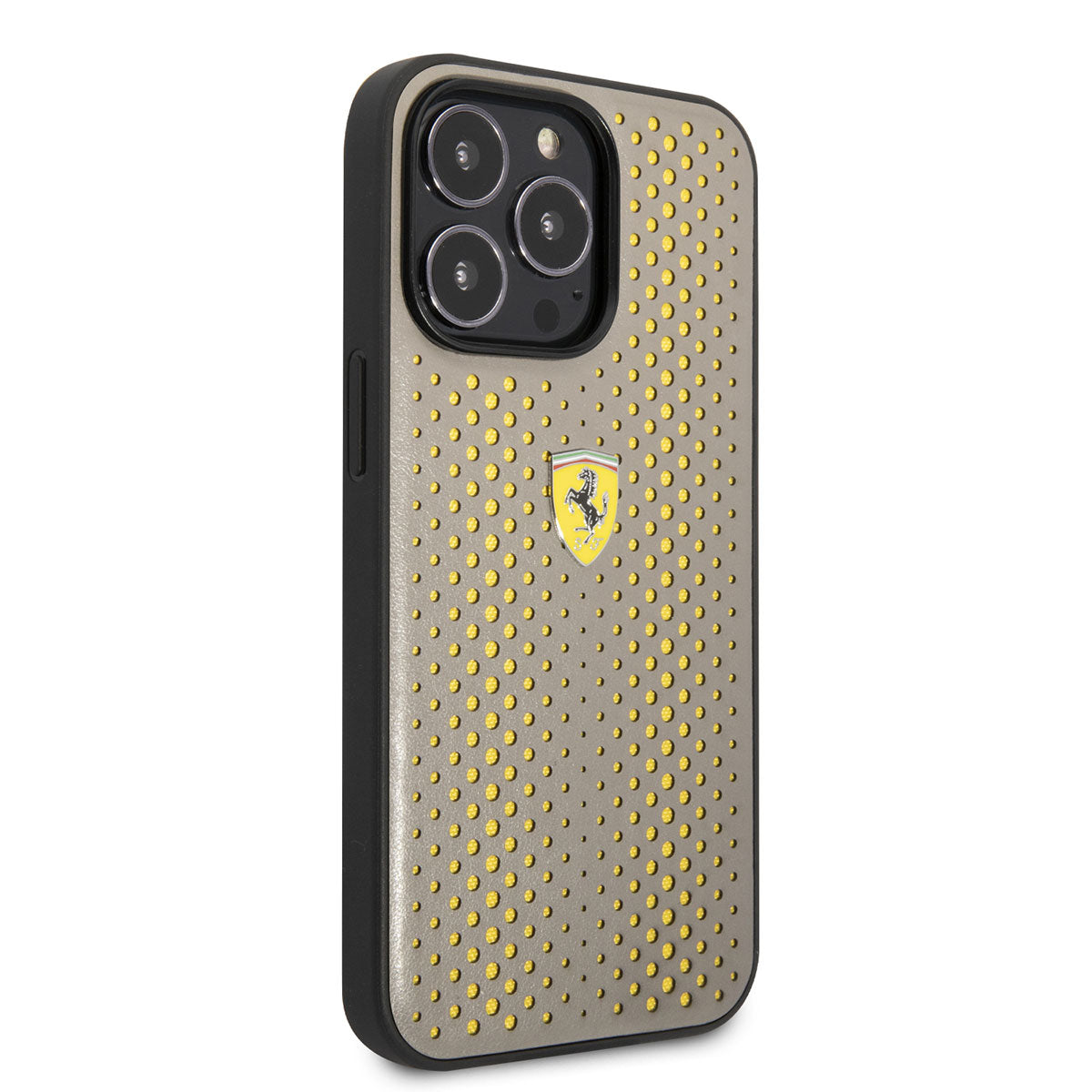 Apple iPhone 14 Pro Max Kılıf Ferrari Deri Sarı Noktalı Dizayn Kapak - Görsel 2