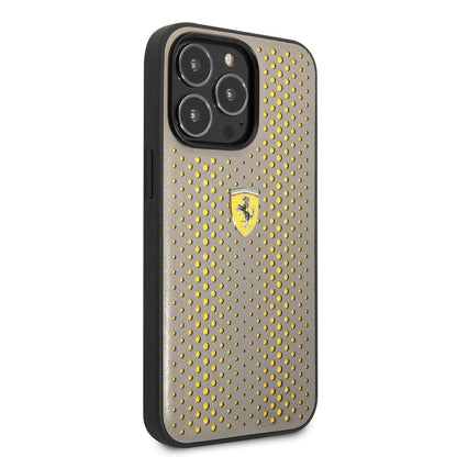 Apple iPhone 14 Pro Max Kılıf Ferrari Deri Sarı Noktalı Dizayn Kapak - Görsel 2
