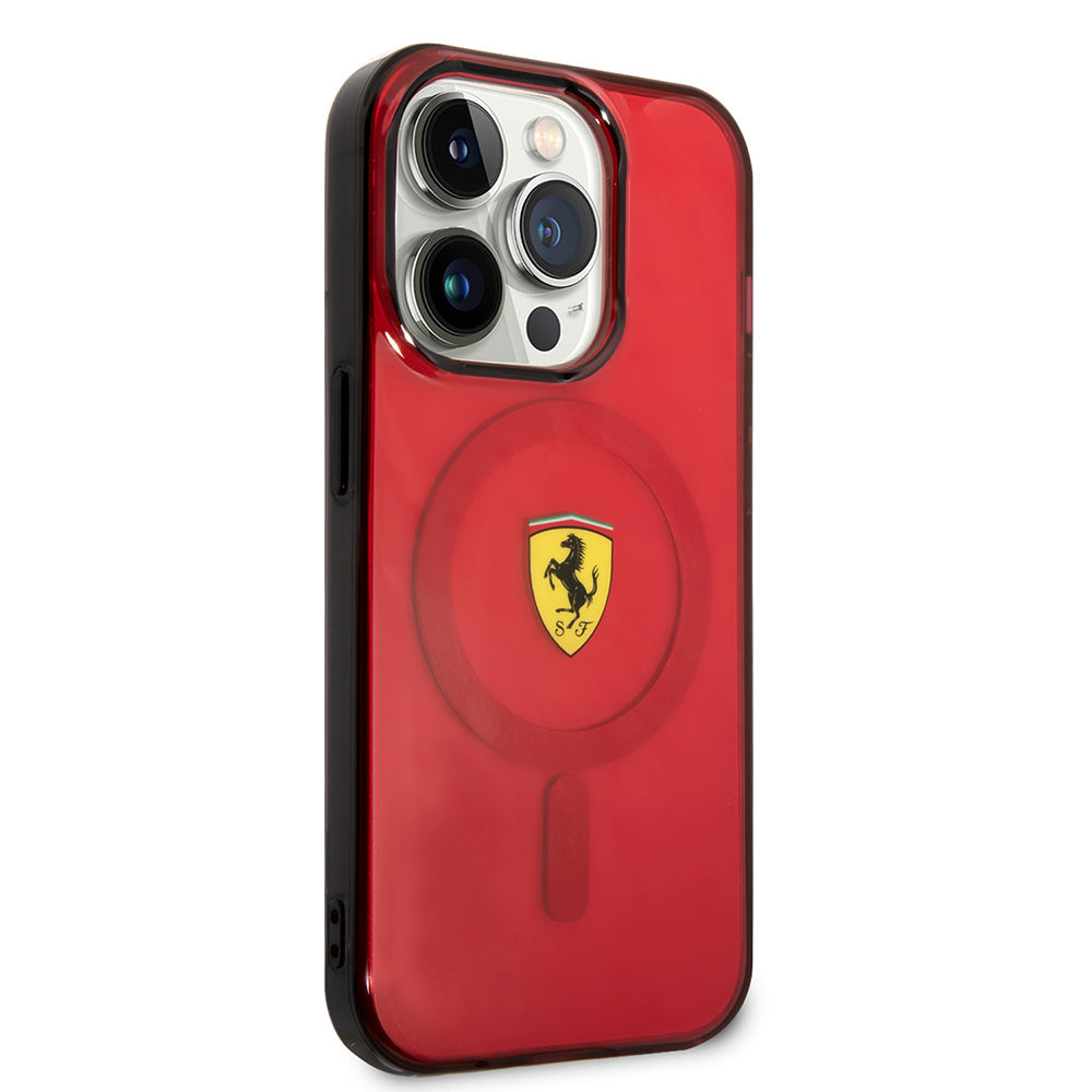 Apple iPhone 14 Pro Max Kılıf Ferrari M-safe Şarj Özellikli Yarı Transparan Dizayn Kapak - Görsel 3