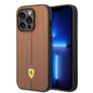 Apple iPhone 14 Pro Max Kılıf Ferrari Orjinal Lisanslı Deri Arka Yüzey Metal Logolu Şerit Tasarımlı Kapak
