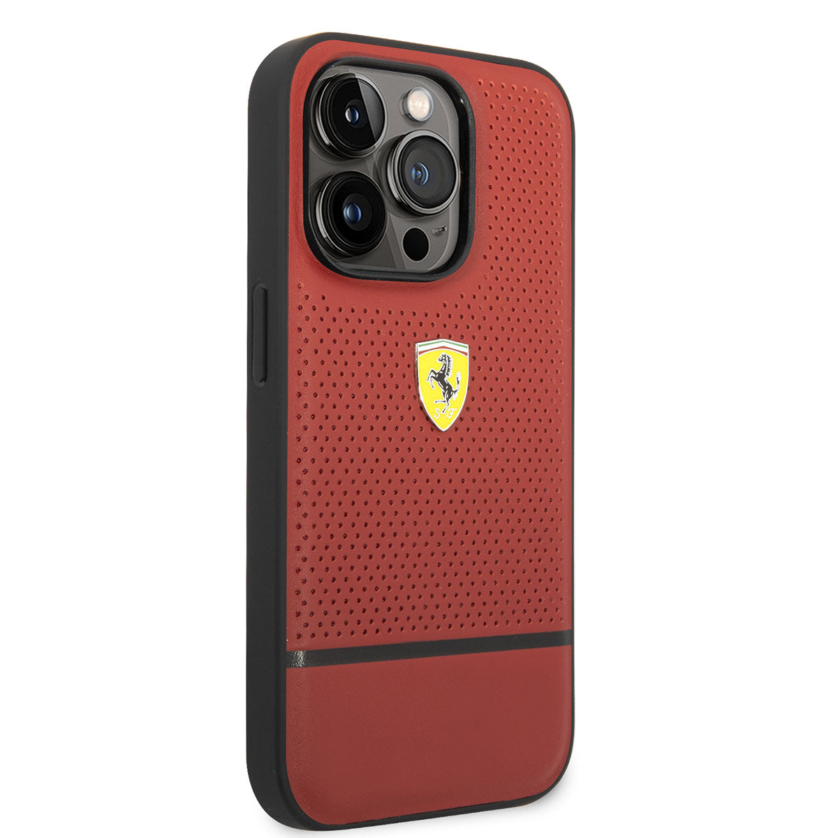 Apple iPhone 14 Pro Max Kılıf Ferrari Orjinal Lisanslı Deri Delikli Ve Çizgili Dizayn Kapak - Görsel 2